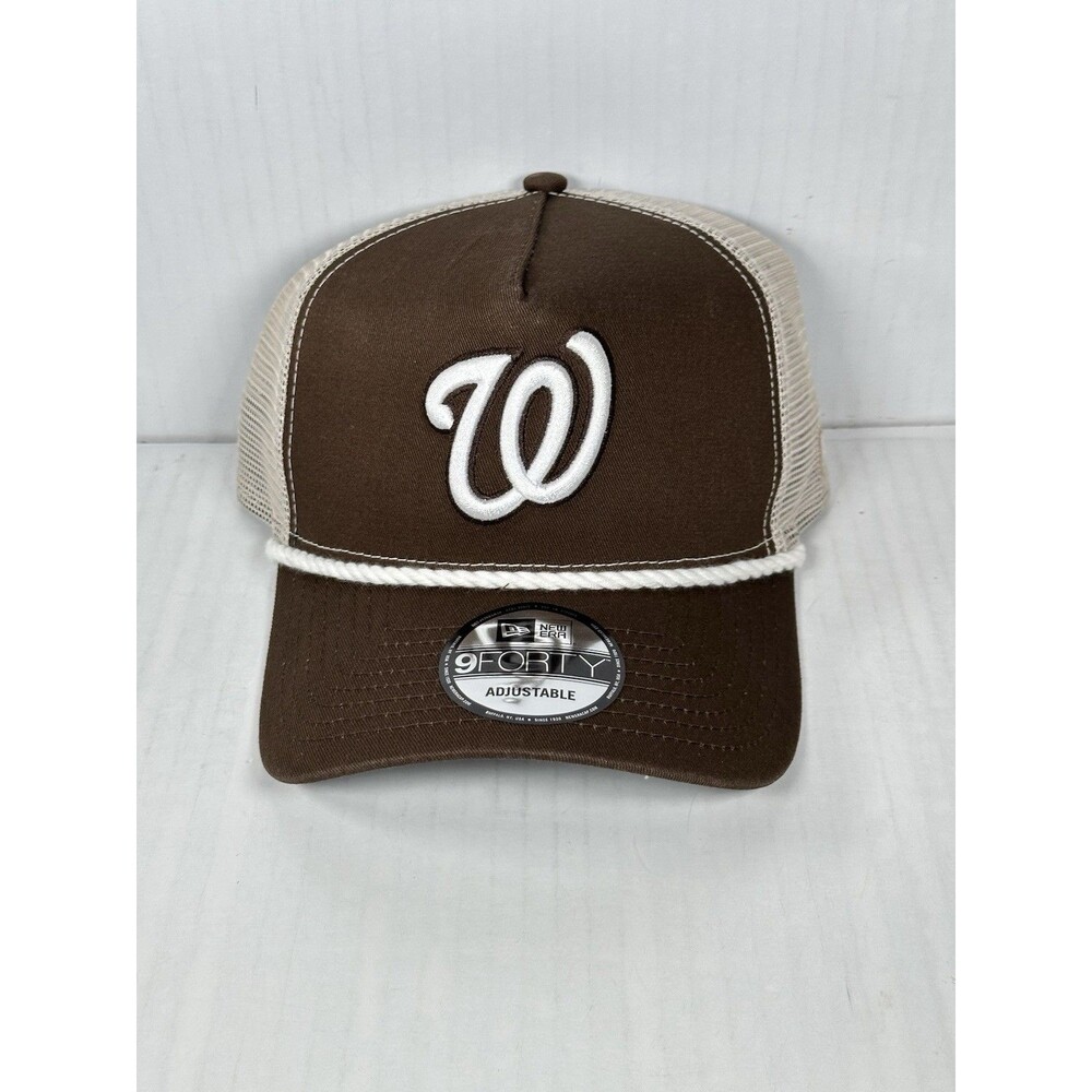 New Era Washington Nationals MLB 9FORTY A-Frame Trucker Adjustable Rope Hat Cap